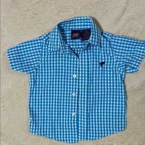 Wrangler Kids Blue Checkered Button-Down Shirt